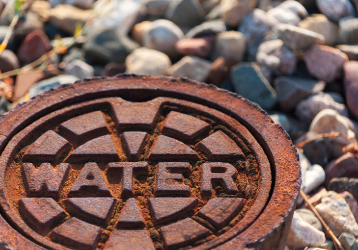 rusty water supply lid on ground