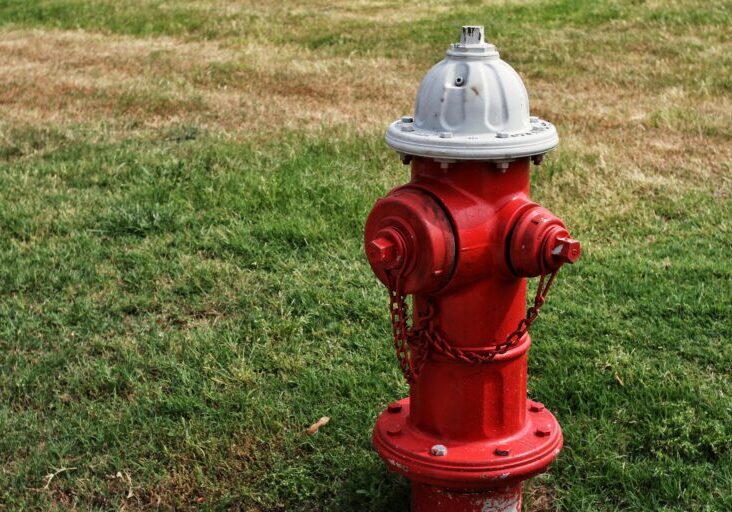 Red and white fire hydrant.